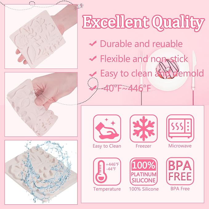 1 Pcs Flower Fondant Mold for Cake Decoration, Leaf Chocolate Silicone Mold, Exquisite Flower and Leaf Shape is Perfect for Wedding Desserts, Candy, Sugar Craft, Gum, Resin, Clay