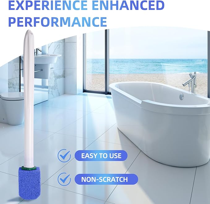 Pumice Stone Toilet Cleaner with Long Handle Pumice Stone Cleaner Rust and Grease Stain Clean Suitable for Toilet Bathroom Kitchen Sink BBQ 2 Handle and 10 Pumice Stones(Blue)