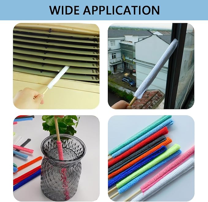 Microfiber Sticks, 12 Pcs Mini Dusters for Cleaning,Crevice Cleaning Tool, Micro Detail Duster Cloth, Suitable for Cars, Home Ventilation Ducts, Window Tracks.