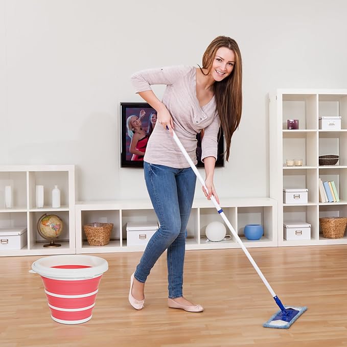 GOLDFOX Collapsible Bucket-10L (2.6 Gallon) Bucket for Cleaning with Handle-Folding Foldable Portable Plastic Water Supplies,Collapsible Bucket for Car Wash Camping Garden-Pink