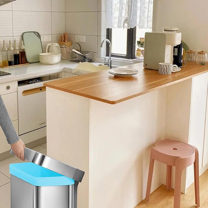 13 Gallon/35 Quart Trash Bags for Double Trash Can Under Kitchen Cabinets Pullout (100 Count) Blue with Reinforced Drawstring Fits 35 Quart, 7 Gallon, 10 Gallon, 13 Gallon Garbage Liners