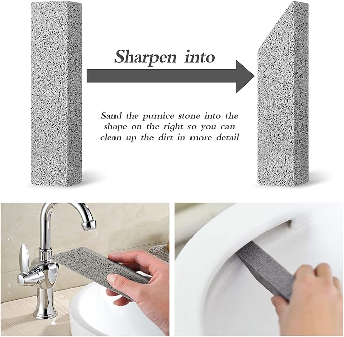 6Pack Pumice Stone for Toilet Cleaning Bowl Stick,Powerfully Cleans Hard Water Rings, Calcium Buildup & Stains, Suitable for Cleaning Toilet, Bathtubs, Kitchen Sink, Grill