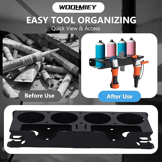 Wall Mount Tool Organizer with Spray Bottle Holder and Angle Grinder Holder, Metal Garage Tool Organizer, Power Tool Storage Rack, Detailing Brush Holder, Wall Mounted Storage Rack