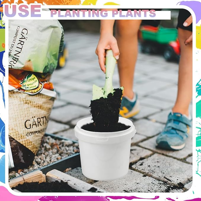 10 Pcs Paint Buckets with Lids and Handles 2 Quart Paint Cans (for Paints) Empty Paint Cans Plastic Paint Containers for Storing Leftover Paint Pigment Varnish, Crafts, Garage Organization