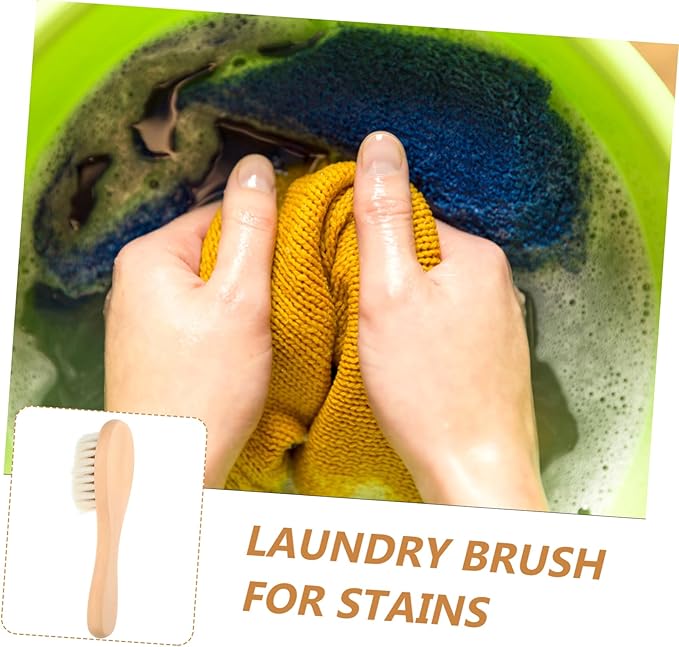 GANAZONO Laundry Brush for Delicate Fabrics Natural Soft Pig Bristle Scrubbing Tool for Removing Stains from Knits and Reusable Cleaning Brush for Household Use