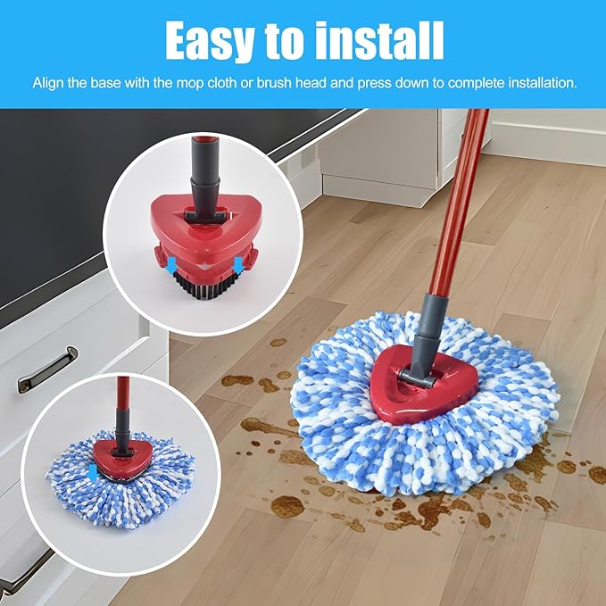 Mop Replace Head Mop Handle for O Cedar Mop, Mop Replacement for Ocedar Spin Mop Includes 2 Mop Heads Replacements 4-Section Mop Handle 1 Mop Base 1 Scrubber Mop Head for O-Cedar Spin Mop