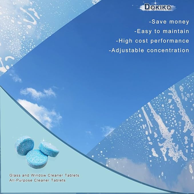 Glass Cleaner Refill Tablets - 50 Concentrated Multi-Surface Cleaning Tablets, 1 Pack Makes 50 * 16 fl oz Spray for Windows, Mirrors, Windshields & More