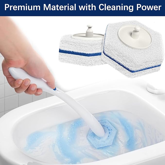 Disposable Toilet Bowl Wand Refills Compatible with Cloro x, Toilets Cleaning Wand Refill 40 PCS, Upgraded Disposable Sponge Bowl Cleaning Heads for Bathroomfor and Bathroom