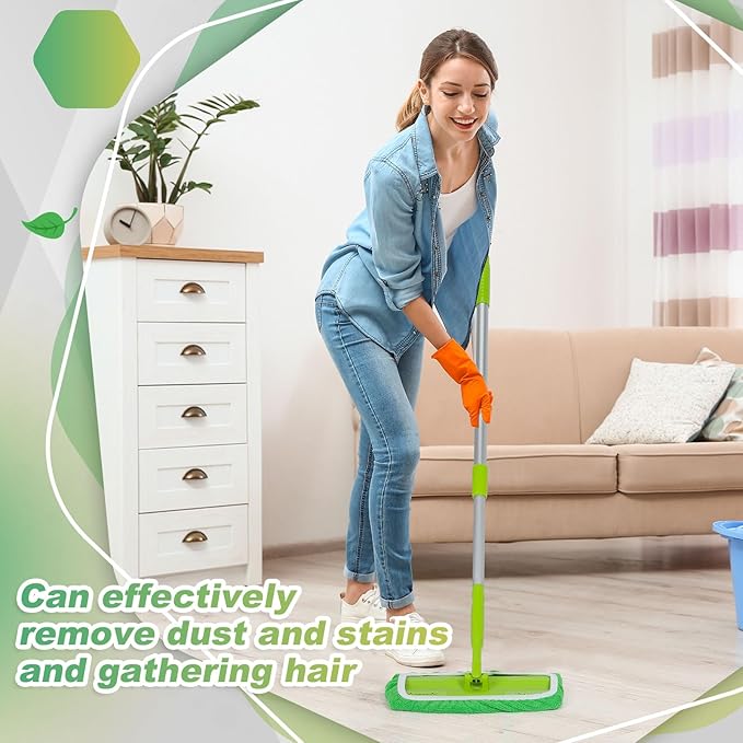 32 Pcs Reusable Mop Pads Microfiber Washable Wet Pads Compatible with Swiffer Refill Dry Sweeping Cloths for Surface Hardwood Floor Household Cleaning, Mop is Not Included(Green)