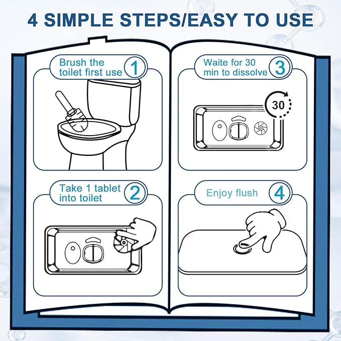 Toilet Bowl Cleaners, Automatic Toilet Bowl Cleaner Tablets Blue Gel Powerful Clean, Septic Safe Toilet Tank Cleaner, Bathroom Deodorizer & Prevent Stain, Fresh Scent-10 PACKS