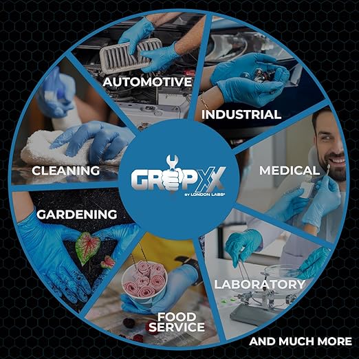 Heavy Duty 6 Mil Blue Nitrile Gloves Disposable Latex & Powder Free -Extra Stretchy Fentanyl Safe |Medical,First Aid Kit,EMT|Food Safe Rubber Gloves for Cooking & Cleaning| Pack of (100)