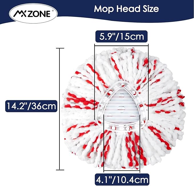 Spin Mop Heads Replacements Compatible with O Cedar Easy Wring 1-Tank System, 40% More Cleaning Power Mop Replace Head, Deep Cleaning Mop Refills, 2 Packs