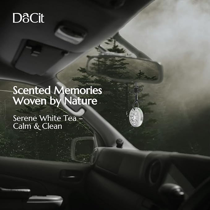 Car Air Freshener Hanging Essential Oil Diffuser with Bead Release Design, 40+ Days Long Lasting Scent for Men & Women, 7 Original + 14 Refills for Car/Home/Office, White Tea Fragrance