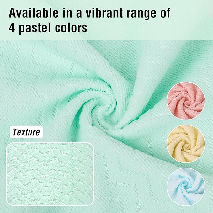 Microfiber Cleaning Cloths Roll, 75 Pack Tear Away Microfiber Towels Roll, 12" x 12" Lint Free Rags, Reusable Cleaning Cloths, Washable, Scratch Free,Ultra Absorbent Dish Rags(Green Ripple)