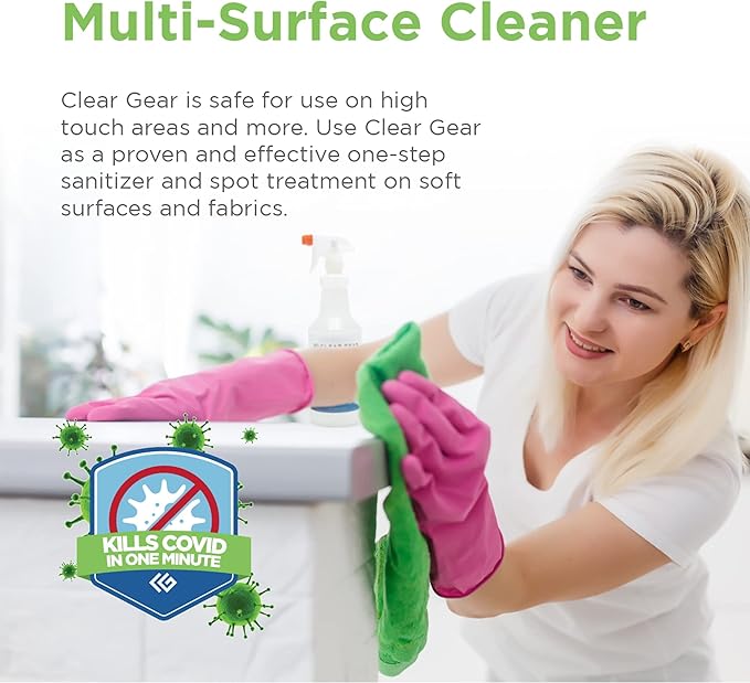 Clear Gear Gym Disinfectant Mat Cleaner, and Gym Equipment Deodorizer for Sports Equipment and Fitness Centers - EPA-Registered, Hospital Grade Disinfectant, Made in USA - (4) 1 Gallon Bottles