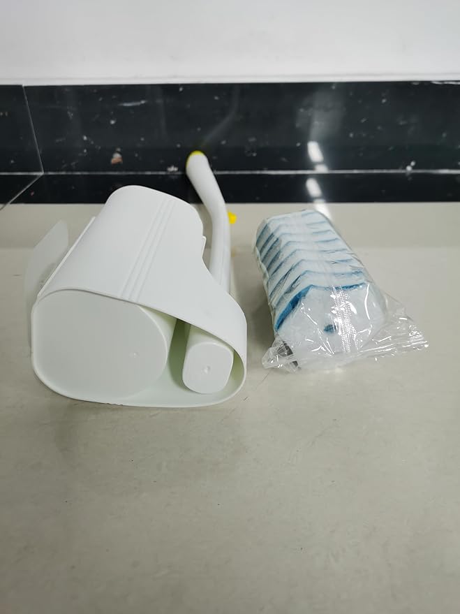 JEHONN Disposable Toilet Brush with 40PCS Wand Cleaner Refills, Wall Mounted Toilet Bowl Brush Holder Set, Bathroom Cleaning System for Sink Bathtub Wash Basin (Yellow)