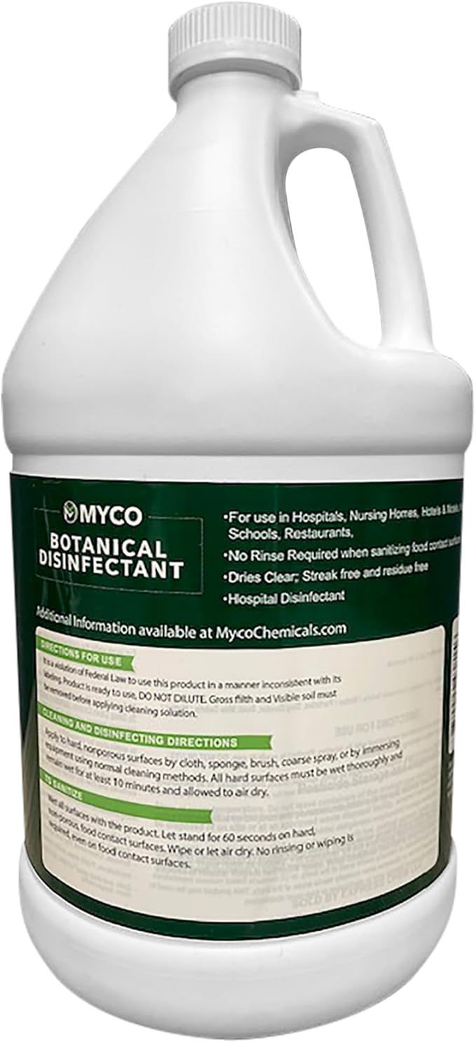 Myco Botanical Disinfectant Cleaner – Natural Plant-Based Ready-to-Use EPA-Registered Disinfectant Spray for Mold, Mildew, Germs, Bacteria & Viruses – Safe for Home & Commercial Use, 4 Gallon