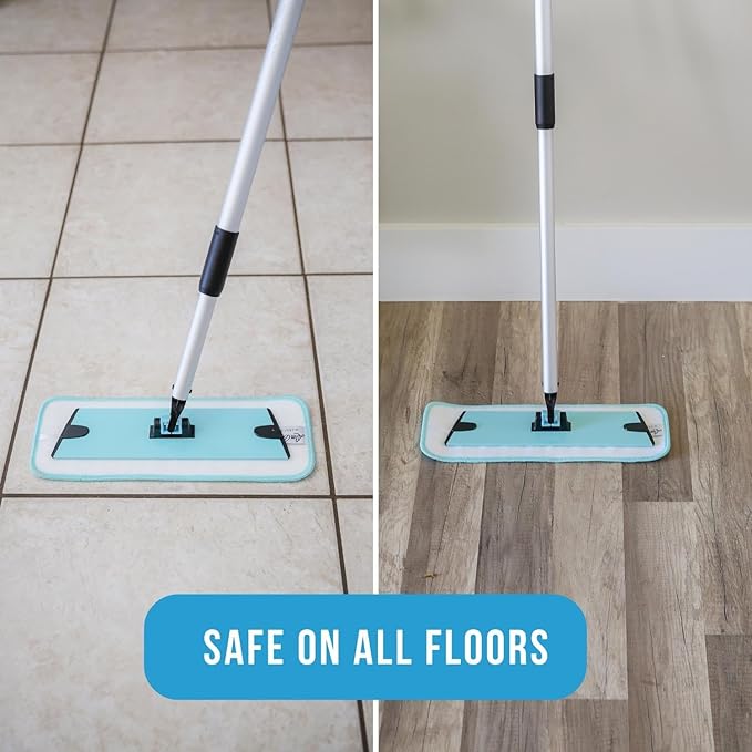 Don Aslett's Microfiber Mop Pad Set of 3 (Aqua) Compatible with 12" Mop Base | Machine Washable | Bathroom or Kitchen | Suitable for All Floor Types Including Laminate, Hardwood, and Tile