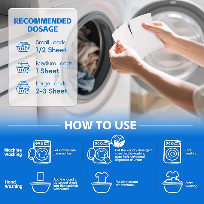 BellaLuce Laundry Detergent Sheets - Laundry Sheets, 400 Loads, Eco-Friendly, Plastic-Free, Fresh Linen Scent, Space Saving, Fast Dissolve & Hypoallergenic