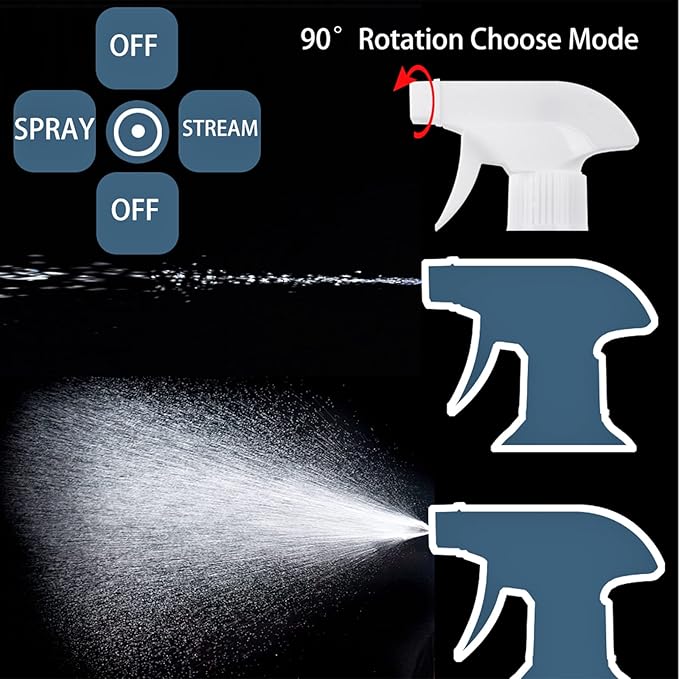 UUJOLY 17 oz Plastic Spray Bottle Trigger Empty Spray Bottles Clear Refillable Container for Water, Essential Oils, Hair, Cleaning Products, Adjustable Head Sprayer and Stream (4 Pack)