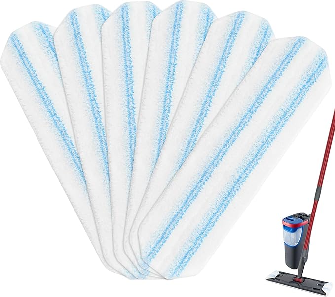 6 Pack Microfiber Replacement Mop Pads for O-Cedar H2prO Flat Mop System, Washable and Reusable Mop Pad Refills for O Cedar H2pro Flat Mop, Flat Mop Replace Heads for Wet Dry Floor Deep Clean