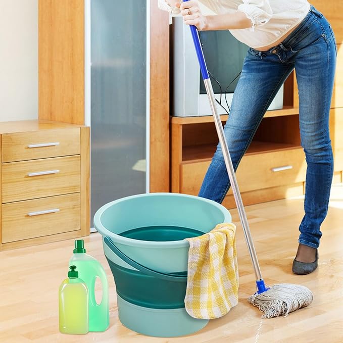 Collapsible Bucket 4.5 Gallon/17L Large Plastic Household Cleaning Mop Buckets Foldable Water Bucket for Car Wash Fishing Camping Beach (Green-Large)