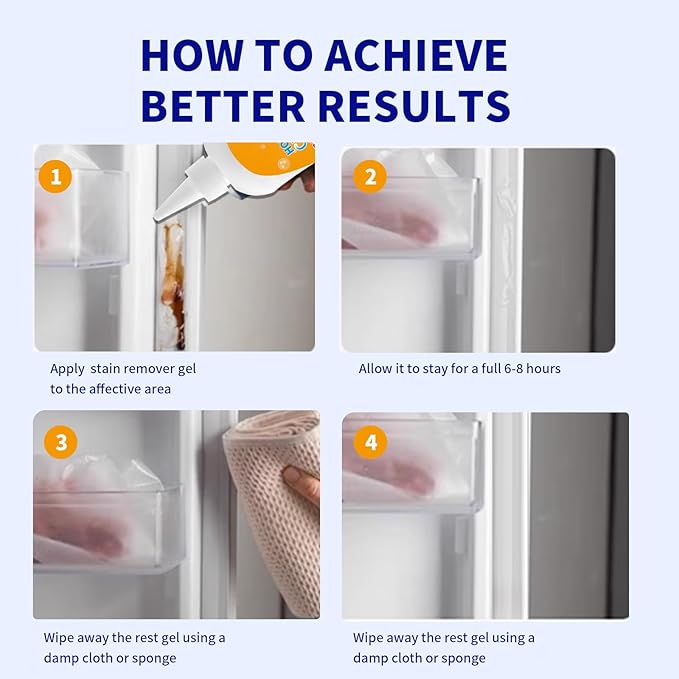 Home Stain Remover- Surface Stain Removal Gel Heavy-Duty Bathroom Cleaner for Shower Tiles, Grout, Caulk Washing Machine Seals - Thick Cling Formula, No Harsh Chemicals - 7.8oz