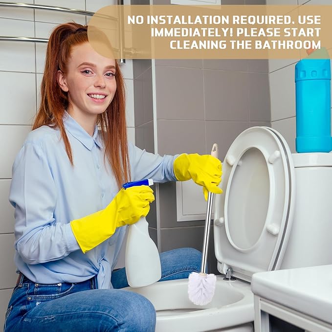 15 Pack Toilet Brush 18.5 Inch Toilet Bowl Brush Bathroom Cleaning Supplies White Stainless Handle Toilet Scrubber Brush for Deep Cleaning