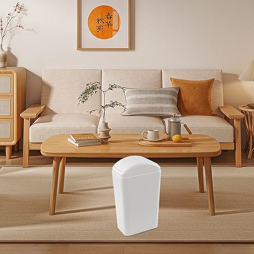 3.5 Gallon Slim Plastic Trash Bin, Garbage Can with Swing Lid, 1 Pack