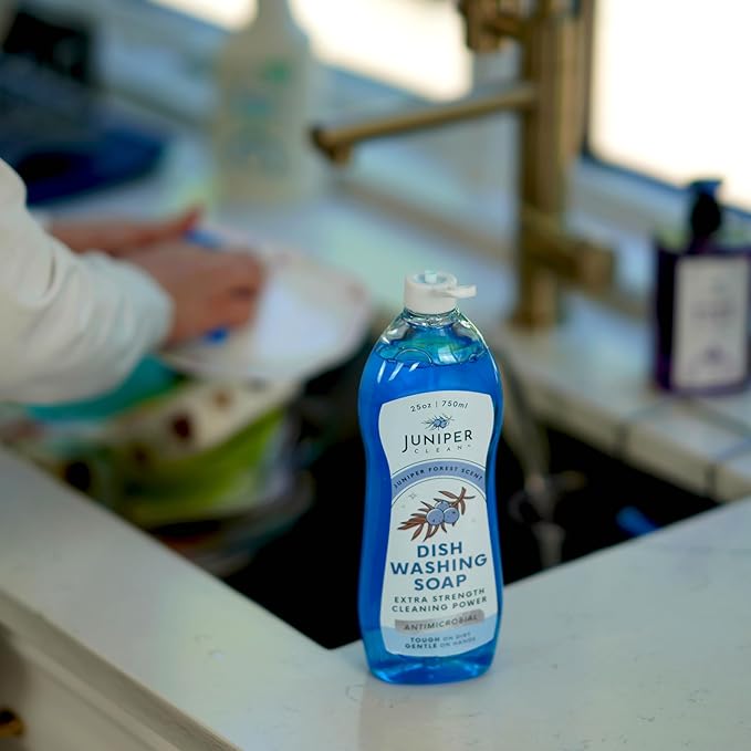 Dish Soap, Juniper Scent, Liquid Dish Washing Soap Squeeze Bottle 25 Fl Oz (Pack of 6)
