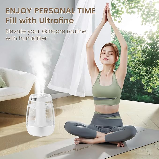 3L Cool Mist Humidifier for Bedroom, Home & Office - Large Capacity, Quiet, Auto Shut-Off, Waterless Protection - Ultrasonic Air Humidifier for Plants & Dry Air