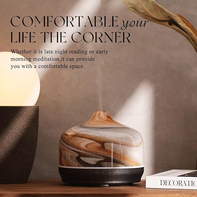 Porseme 500ml Glass Essential Oil Diffuser Aromatherapy Ultrasonic Cool Mist Humidifier 15-21 Running Hours Waterless Auto-Off Air Diffusers for Sleeping Yoga Office Working Spa and Rest (Jupiter)