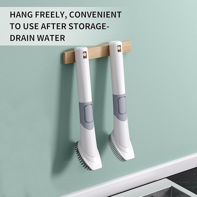 Dish Brush with Soap Dispenser, Dish Wand, Dish Sponge Set - Multi-Use Kitchen Sponges & Scrub Brush for Cleaning Dishes, Kitchen Dish Brush with Handle,4 Replacement Brush Heads