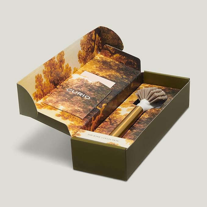 Ionic Dish Brush, Magnetized to Stand Upright, Stainless Steel with Replaceable Head, Brass/Gold