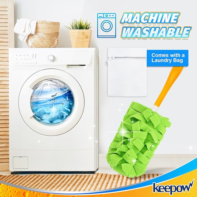 KEEPOW 6 Pack Reusable Duster Refill Compatible with Swiffer Hand Duster, Heavy Duty Duster Refills, 360 Degree Dusters Refills for Cleaning, Fleece Refill Ceiling Fan (Handle is Not Included)