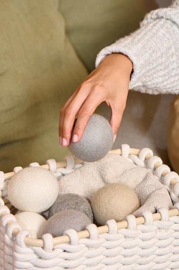 Madison Home Wool Dryer Balls, 6-Pack XL Laundry Dryer Balls, Reusable Natural Fabric Softener, Reduces Wrinkles and Drying Time