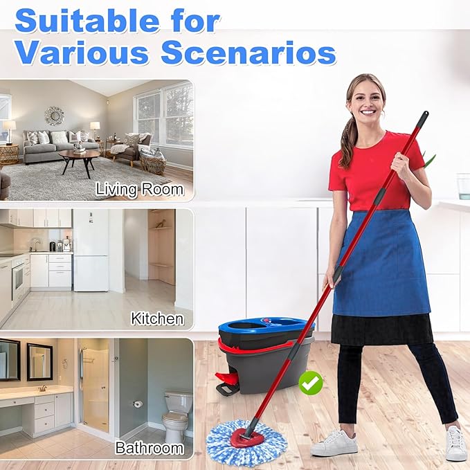 Mop Heads Replacements for Ocedar, 3 Pack Mop Replace Head for Ocedar RinseClean 2-Tank System, Spin Mop Replacement Head with 2 Scrubber Mop Head, Microfiber Mop Refills Deep Cleaning