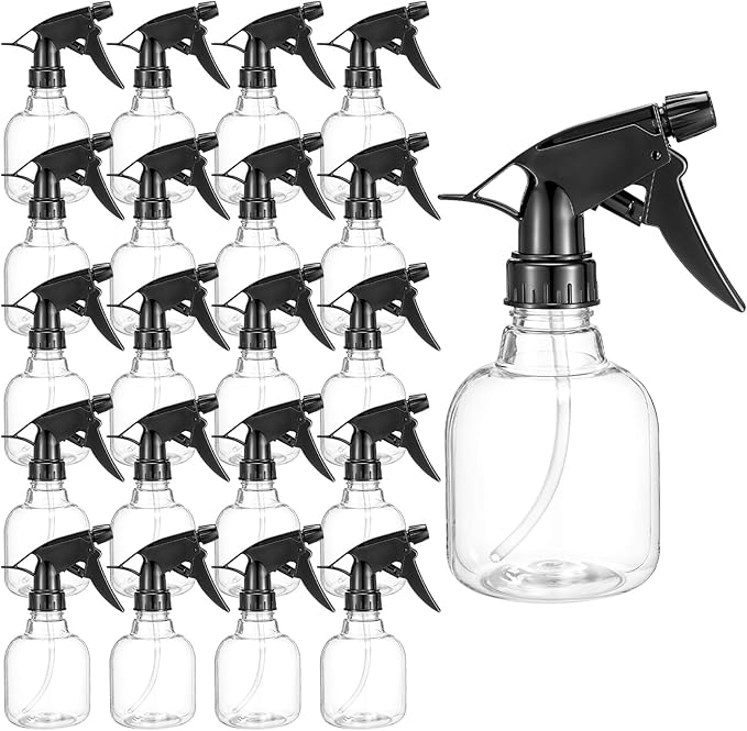 20 Pcs Empty Plastic Spray Bottle, 8 OZ Spray Bottles with Adjustable Head Sprayer from Fine to Stream - Refillable Sprayer for Water, Kitchen, Bath, Beauty, Hair and Cleaning