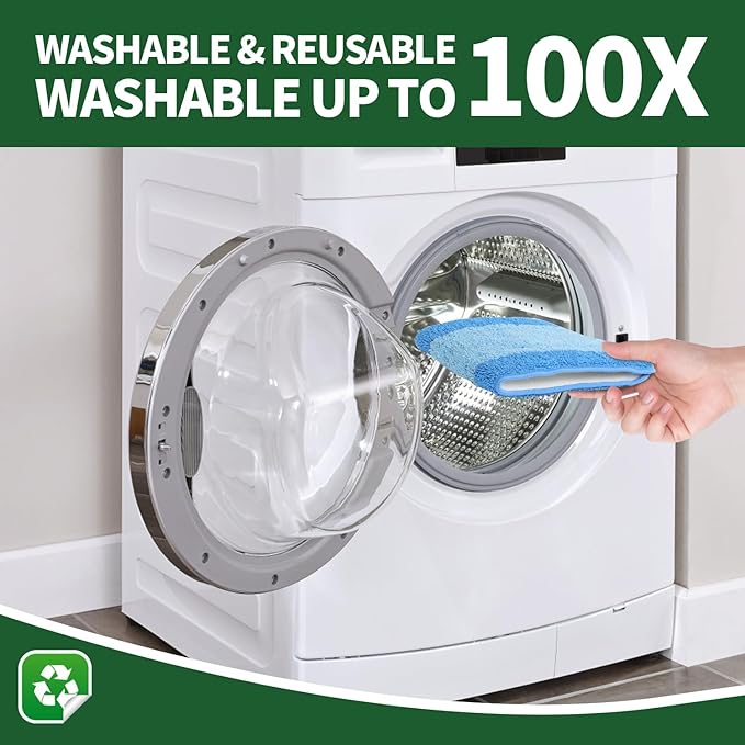 20 Pack Microfiber Cleaning Pads for Bona Mop, Reusable Microfiber Mop Pads for 18 Inch Mop, Hardwood & Hard Surface Floors Replacement Cleaning Mop Pads, Machine Washes