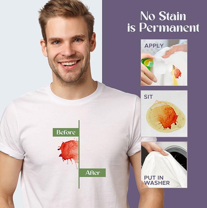 Sonett Organic Liquid Stain Remover For Clothes- Concentrated Laundry Stain Remover Detergent Gall Soap For Deep Cleaning- Highly Effective Against Ink, Blood, Grease, Fruit Stains- 4oz, Pack of 2