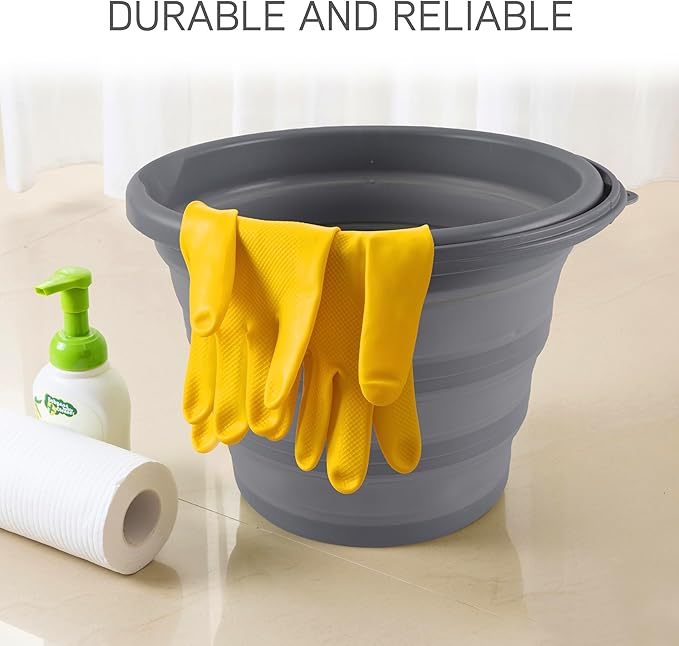 SIMPLEMADE Collapsible Bucket Cleaning Set - Includes 2 Foldable Buckets, Spray Bottle, Rag, Scrubbing Brush and Sponge - Holds Up to 10 liters, Easy Storage, All-Purpose Cleaning Solution