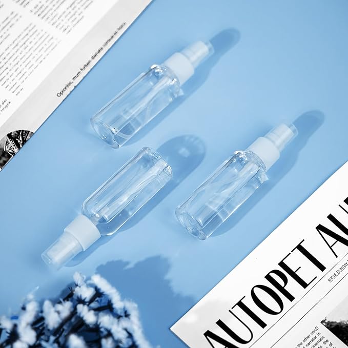 Spray Bottles, 1oz/30ml Clear Empty Fine Mist Plastic Mini Travel Bottle Set, Small Refillable Liquid Containers with 2pcs Funnels and 24pcs Labels (6 Pack)