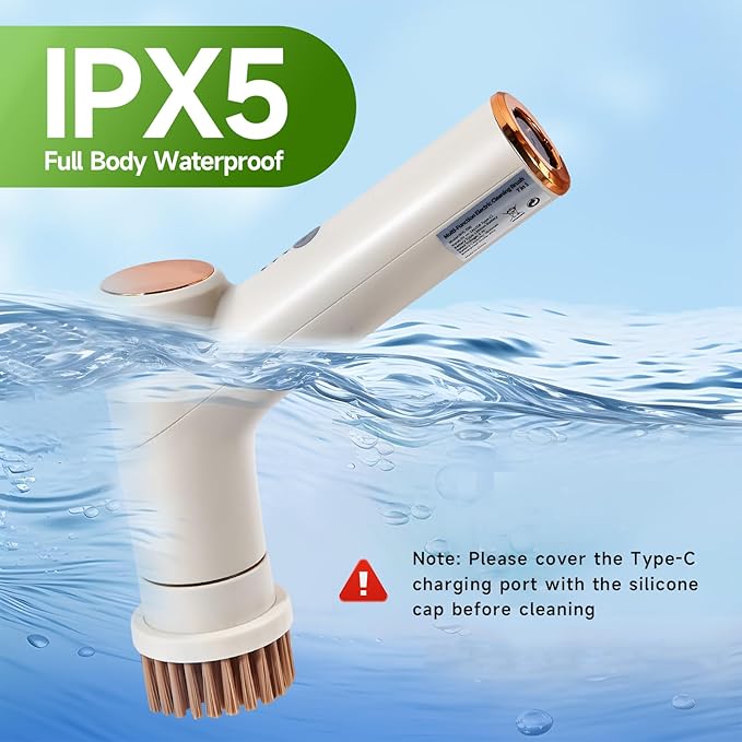 Cordless Electric Spin Scrubber Pro, Power Scrubber Cleaning Brush with 7 Replaceable Heads, Base, Dish Scrubber, Bathroom Shower Brush, 2 Adjustable Speeds, for Cleaning Kitchen Sink Tile Tub Floor