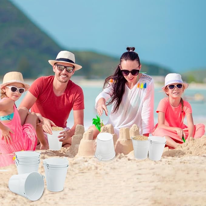 15 Pack 4 Inch White Iron Pail, Metal Buckets with Handle, Easter Bucket,Pencil Holder and Flower Pots, Used to Carry, Store, or Even Plant, by GENHAKON.