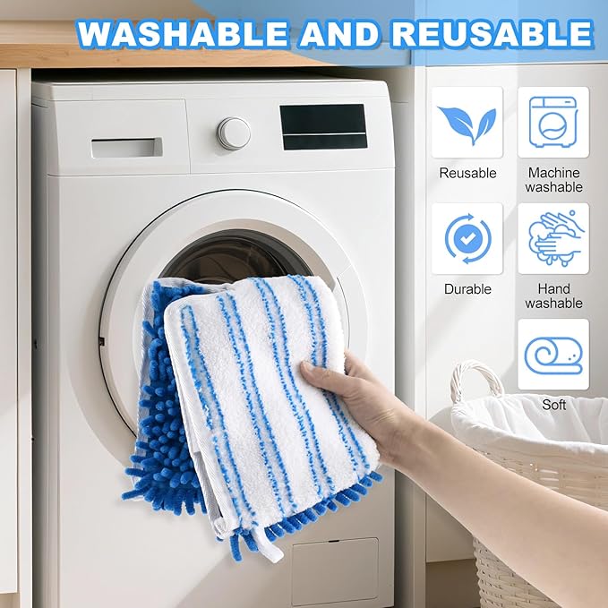 Microfiber Mops for Floor Cleaning, Flat Mop with 3 Reusable Pads and Extendable 58" Long Handle for O Cedar Dual-Action Microfiber Flip Mop , Dust Mop for Hardwood Floors, Wet & Dry Use