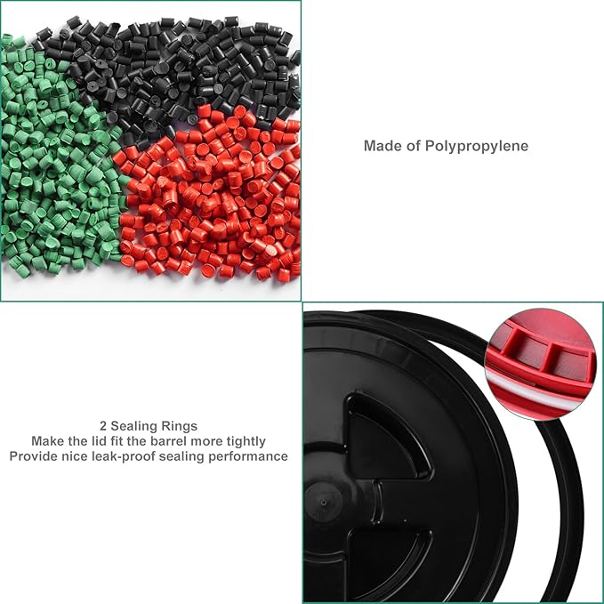 4 Pieces 5 Gallon Bucket Lid with Bucket Lid Opener,Plastic Storage Bucket Leak-Proof Screw Seal Lids,Pet Food Storage Container Lid for Home Paint Storage Buckets