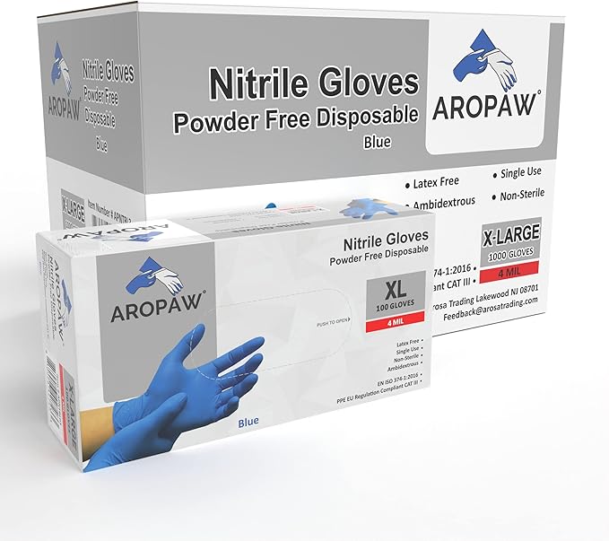 Blue Nitrile Gloves, Disposable Gloves, Comfortable, Powder Free, Latex Free