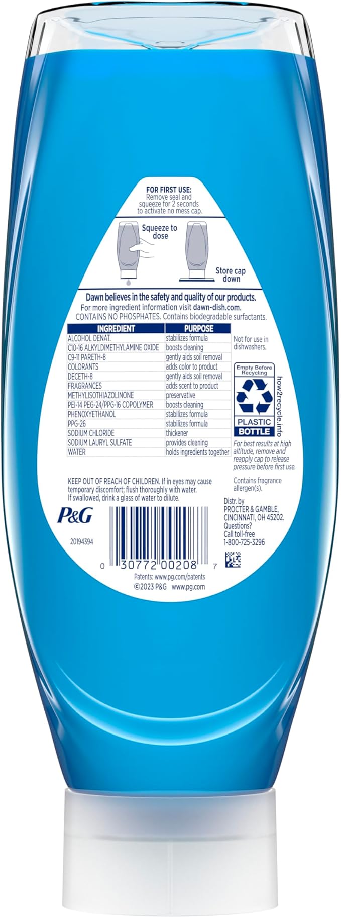 Dawn Ultra EZ-Squeeze Dish Soap, Dishwashing Liquid, Original, 3x22oz