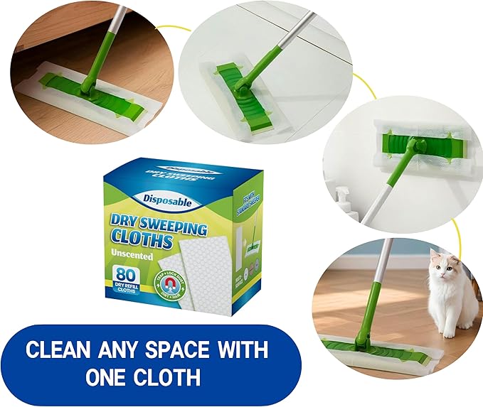 Dry Sweeping Cloths Disposable Mop Refills Floor Dust Mop Pad, Floor Cloth Refills for Swiffer Standard Sweeper, Pack of 160