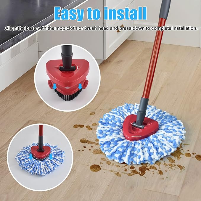 Mop Replace Head for O Cedar 2 Tank System, Mop Heads Replacements for Ocedar Rinse Clean Mop, Mop Heads Include 2 Pack Spin Mop Refills and 2 Pack Scrubber Mop Head for O-Cedar 2 Tank Spin Mop